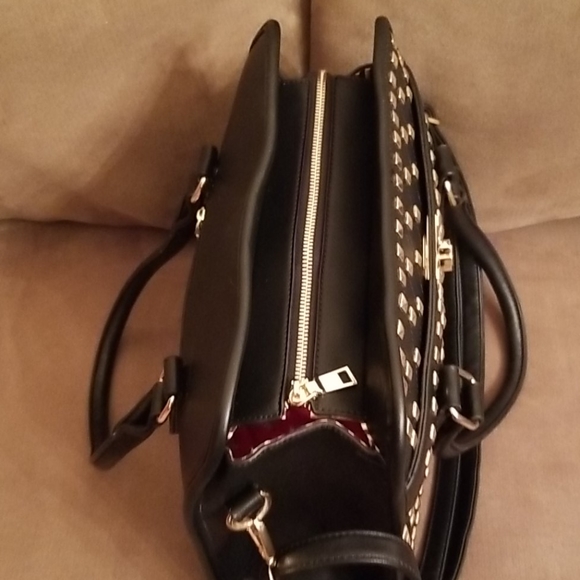 Black handbag with gold studs and hardware - Picture 11 of 16